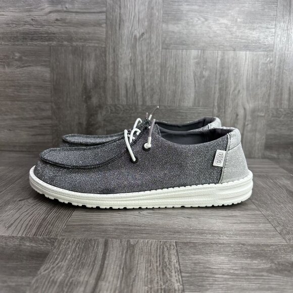 Hey Dude Wendy Metallic Sparkle Women's size 6 Grey Slip On Shoes - Picture 2 of 8